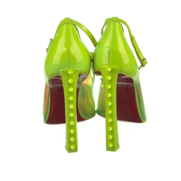 Christian Louboutin Heel Green Neon Spike Barbie Pumps Rocker size 6.5 - Picture 6 of 8